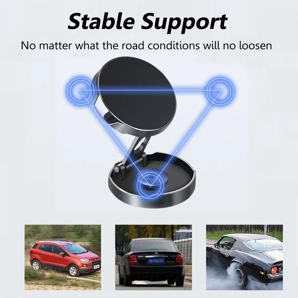 Mobile Phone Stand Strong Magnetic Car Holder 720 ° Foldable Round Bracket Support for Universal Phones Mount Holders in Car