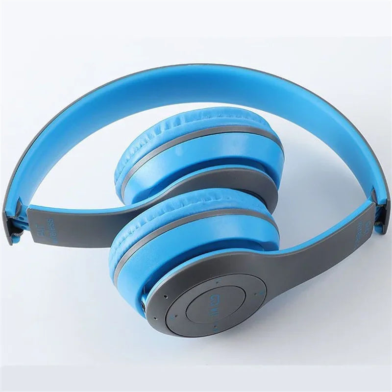 Wireless Headphones Foldable HIFI Headset Noise Cancelling Earphone with Mic USB Adaptor For iPhone Game P47 Earbuds