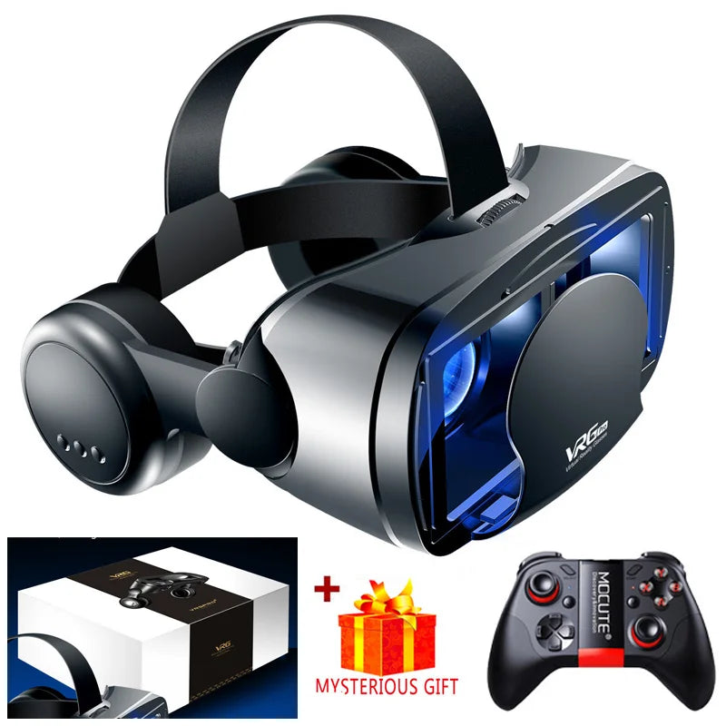 VRG Pro VR Glasses Virtual Reality Headset Devices Viar 3D Helmet Goggles Lenses Smart For Smartphone Cell Phone With Controller