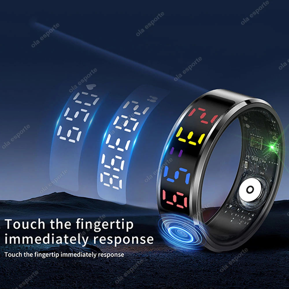 Smart Ring Men Women LED Display Screen,Gift Ring,Heart Rate Blood Oxygen Monitor,Multi Sport Modes,5ATM & IP68 Waterproof Rings