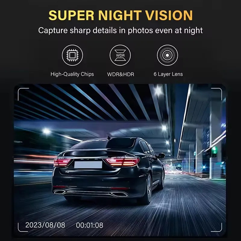 Dash Cam for Cars 3 Channel Car DVR 1080P Camera Video Recorder Front and Rear Inside View Camera for Vehicle Three Way Dashcam