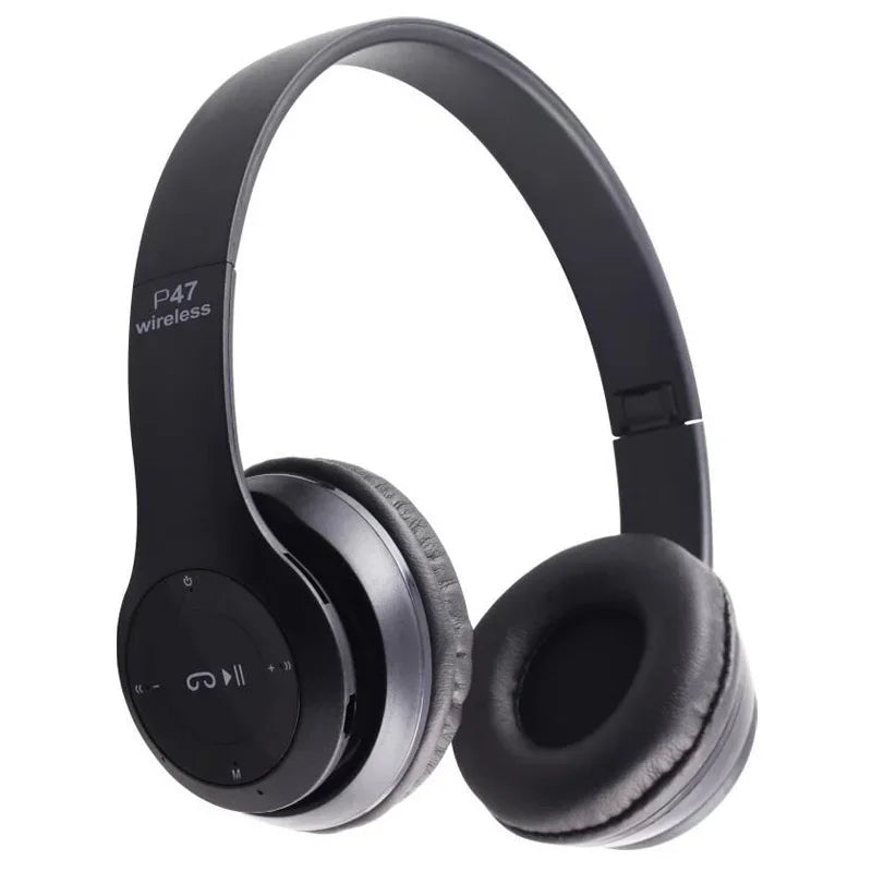 Wireless Headphones Foldable HIFI Headset Noise Cancelling Earphone with Mic USB Adaptor For iPhone Game P47 Earbuds