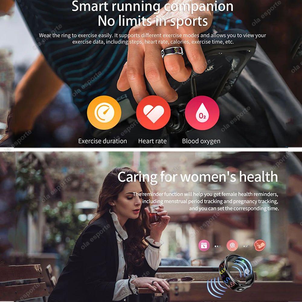 Smart Ring Men Women LED Display Screen,Gift Ring,Heart Rate Blood Oxygen Monitor,Multi Sport Modes,5ATM & IP68 Waterproof Rings