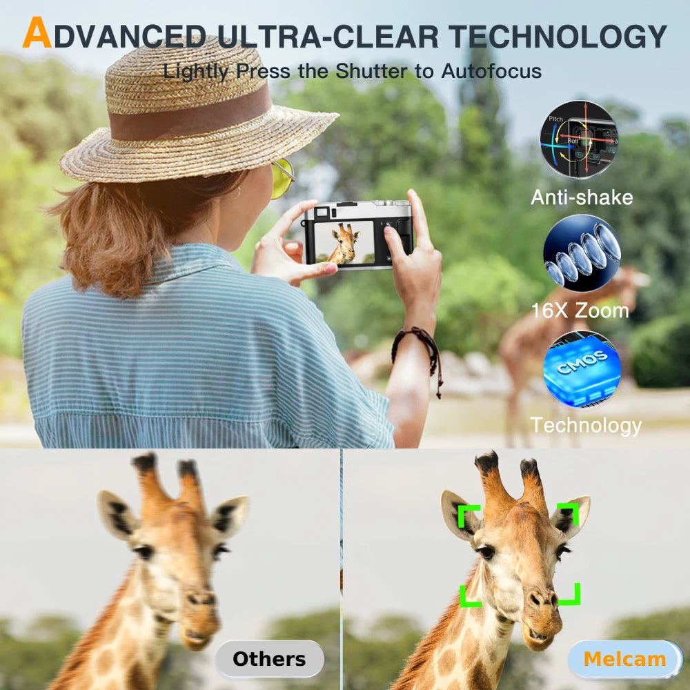 4K Digital Camera with Viewfinder Flash & Dial, 48MP Digital Camera for Photography and Video Autofocus Anti-Shake, 32G SD Card