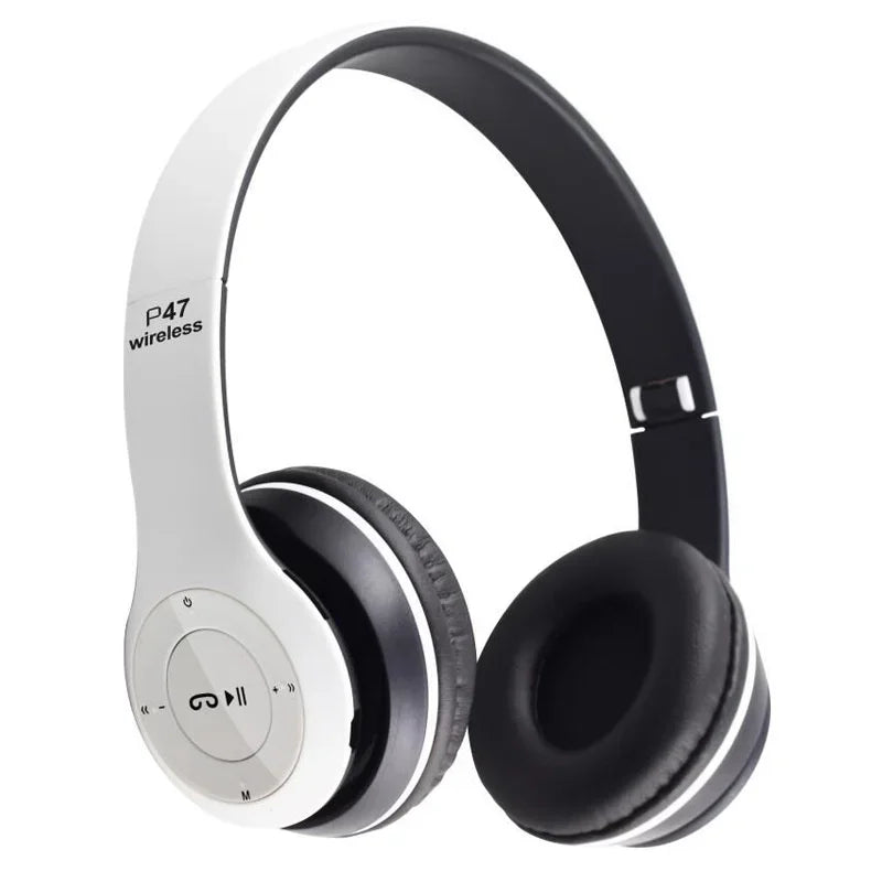Wireless Headphones Foldable HIFI Headset Noise Cancelling Earphone with Mic USB Adaptor For iPhone Game P47 Earbuds