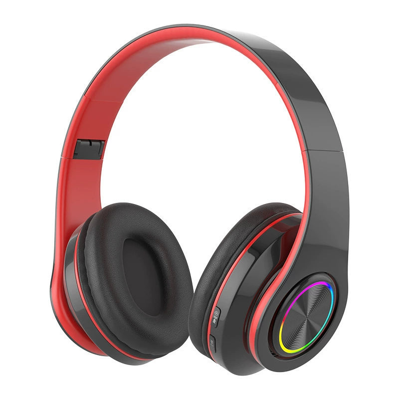 B39 Bluetooth Headphone Head-Mounted Wireless Luminous Colorful Breathing Light Card Foldable Sports Dynamic Bass Boost Music Headset
