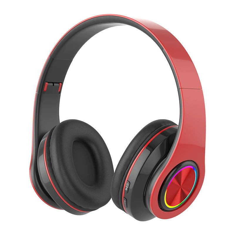 B39 Bluetooth Headphone Head-Mounted Wireless Luminous Colorful Breathing Light Card Foldable Sports Dynamic Bass Boost Music Headset