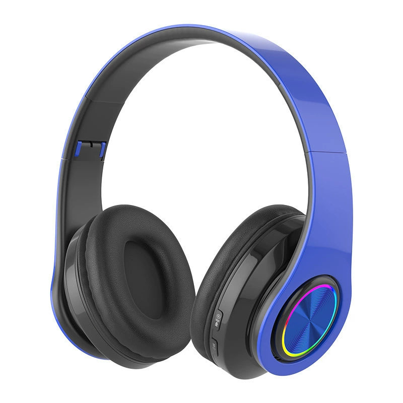 B39 Bluetooth Headphone Head-Mounted Wireless Luminous Colorful Breathing Light Card Foldable Sports Dynamic Bass Boost Music Headset