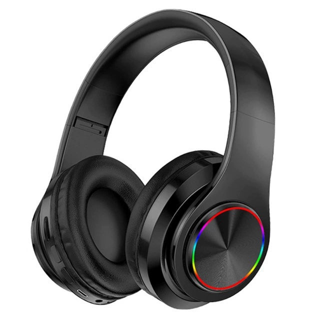 B39 Bluetooth Headphone Head-Mounted Wireless Luminous Colorful Breathing Light Card Foldable Sports Dynamic Bass Boost Music Headset