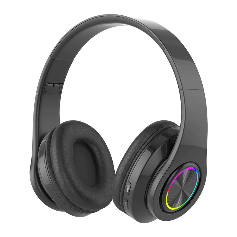 B39 Bluetooth Headphone Head-Mounted Wireless Luminous Colorful Breathing Light Card Foldable Sports Dynamic Bass Boost Music Headset