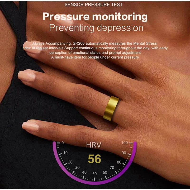 Smart Ring Health Monitor For Men Women Thermometer Blood Pressure Heart Rate Sleep Monitor Ip68 Waterproof For IOS Android