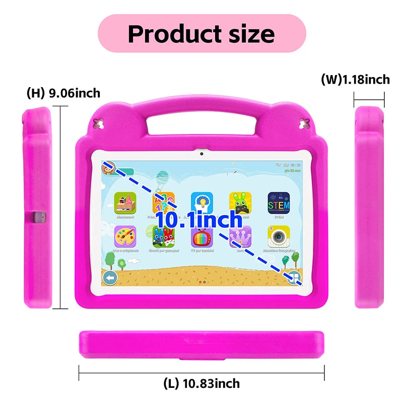 ANRY 10.1 Inch Kids Tablet 5000Mah Octa-Core 8GB（4+4 Expand） RAM 64GB ROM CPU A523 2.0GHZ Learning Education Children's Tablets