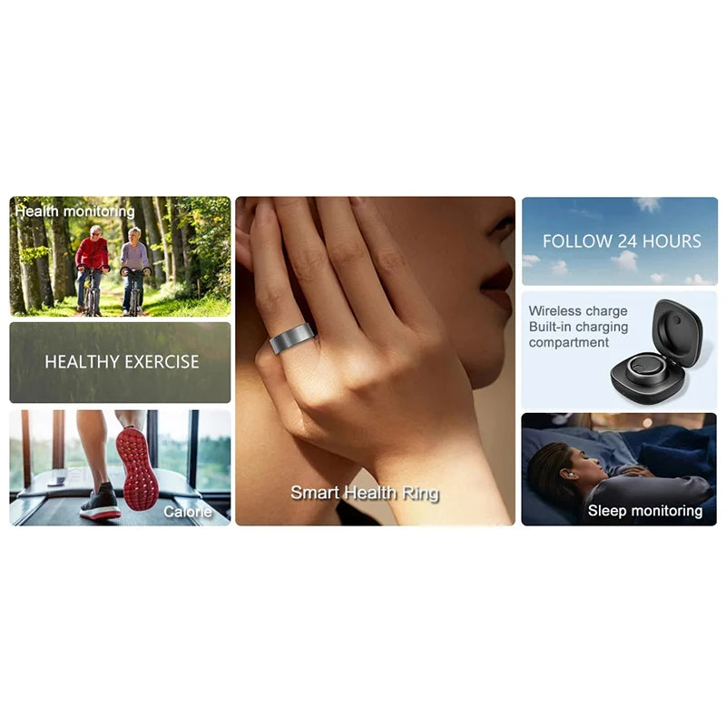 Smart Ring Health Monitor For Men Women Thermometer Blood Pressure Heart Rate Sleep Monitor Ip68 Waterproof For IOS Android
