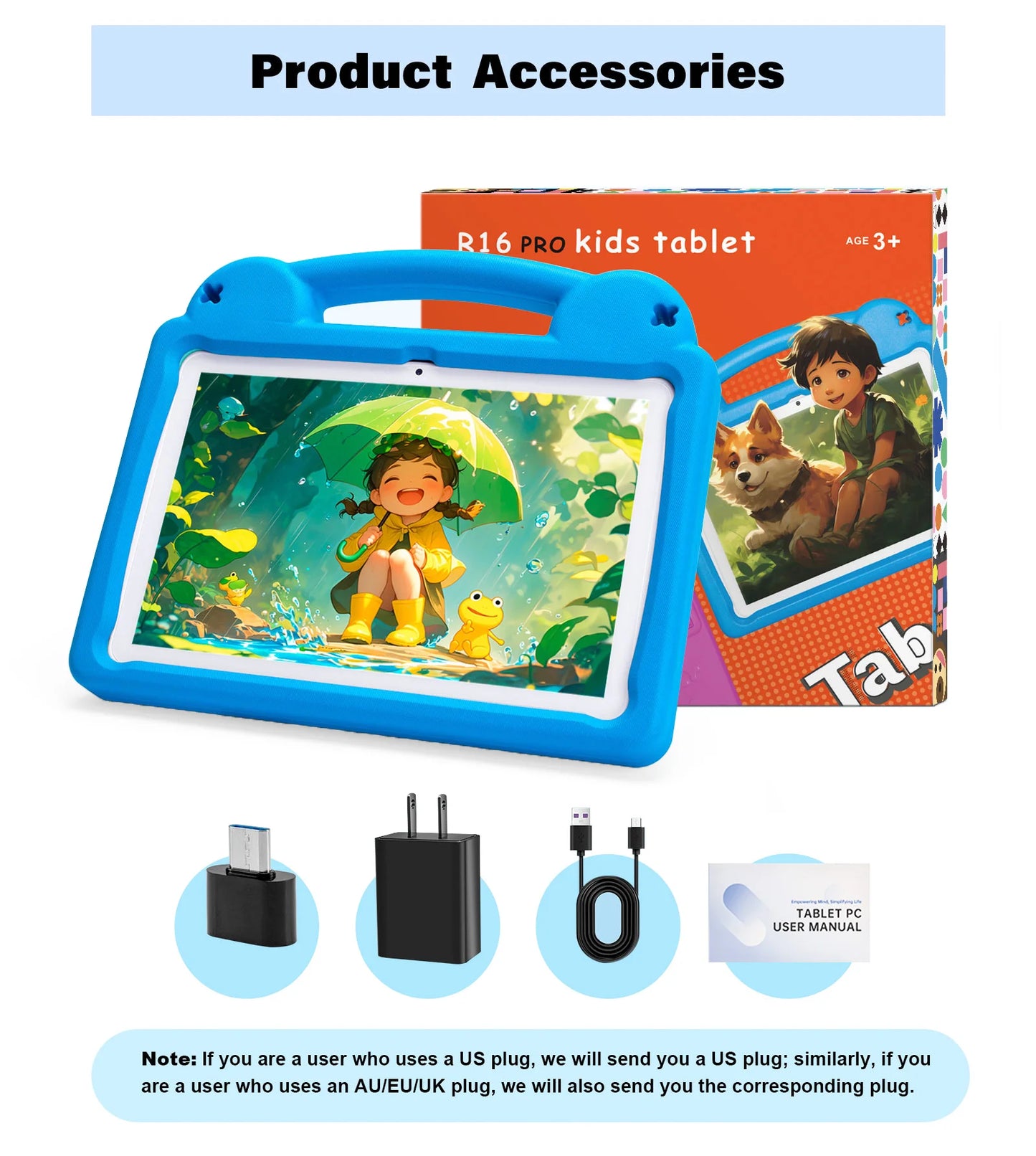 ANRY 10.1 Inch Kids Tablet 5000Mah Octa-Core 8GB（4+4 Expand） RAM 64GB ROM CPU A523 2.0GHZ Learning Education Children's Tablets