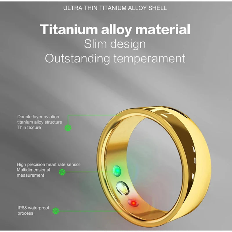 Smart Ring Health Monitor For Men Women Thermometer Blood Pressure Heart Rate Sleep Monitor Ip68 Waterproof For IOS Android