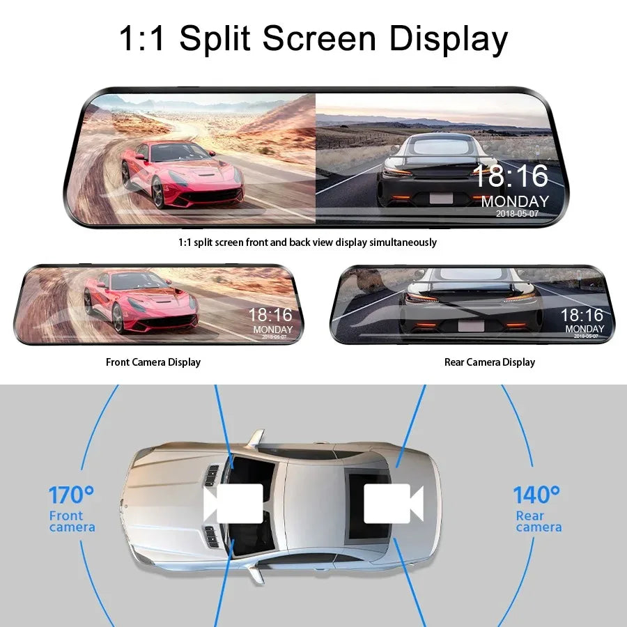 Dash Camera Car Cam Full HD 1080P Dashcam Touch Screen Black Box Picture Display Dvr Night Vision Dual Camera G-Sensor Parts